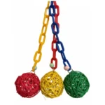 Parrot-Supplies Woven Colourful Vine Balls And Chain Parrot Toy